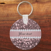 Trendy Rose Gold Imitate Glitzer und Diamanten Schlüsselanhänger (Vorderseite)