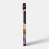 Trendy Rose Gold Lila Glitzer Monogram iPhone iPhone Hülle (Linke Seite)