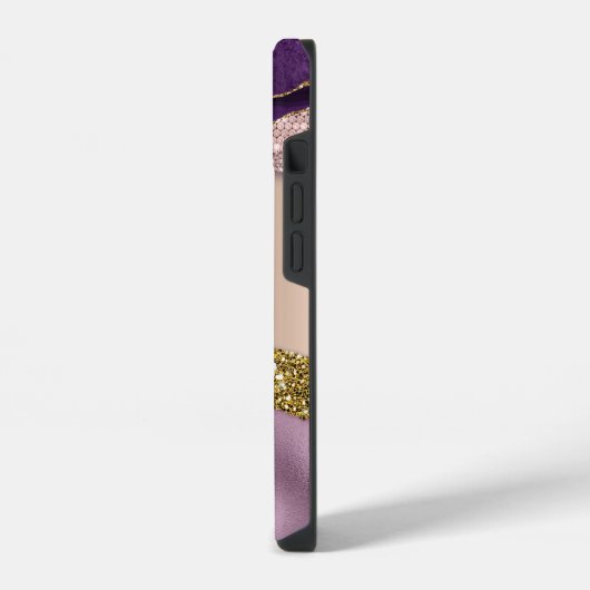 Trendy Rose Gold Lila Glitzer Monogram iPhone iPhone Hülle (Linke Seite)