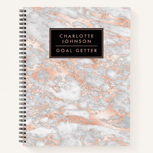 Trendy Rose Gold Marble Goal Getter Journal Notizblock (Vorderseite)