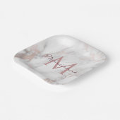 Trendy Rose Gold Marble Mit Monogramm Vorlage Pappteller (Gewinkelt)