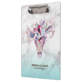 Trendy Rose gold Marble Ombre & Boho Skull Klemmbrett (Links)