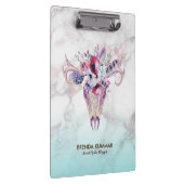 Trendy Rose gold Marble Ombre & Boho Skull Klemmbrett (Rechts)