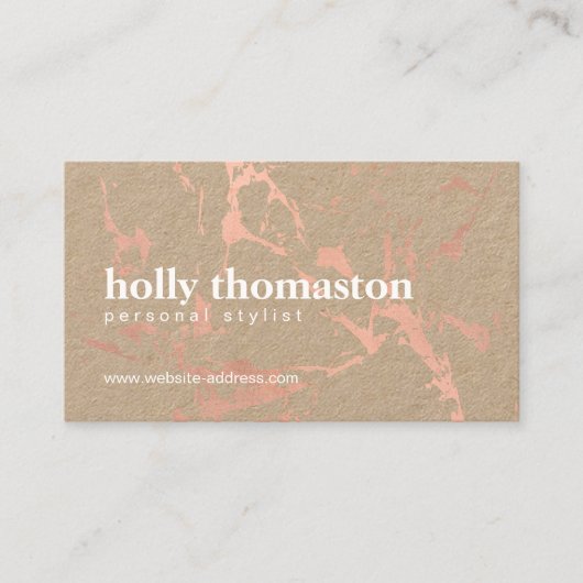 Trendy Rose Gold Marmormuster auf Kraft Visitenkarte (Vorderseite)