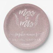 Trendy Rose Gold Miss an Mrs. Brautparty Pappteller (Vorderseite)