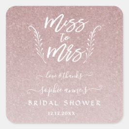 Trendy Rose Gold Miss an Mrs. Brautparty Quadratischer Aufkleber