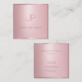 Trendy Rose Gold Modernes, elegantes Template Mono Quadratische Visitenkarte (Vorne/Hinten)