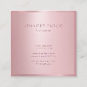 Trendy Rose Gold Modernes, elegantes Template Mono Quadratische Visitenkarte (Rückseite)