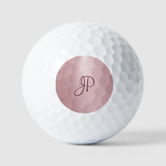 Trendy Rose Gold Monogram Elegant Template Golfball (Vorderseite)
