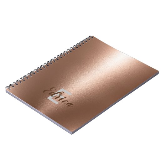 Trendy Rose Gold Monogram Notebook Notizblock (Linke Seite)