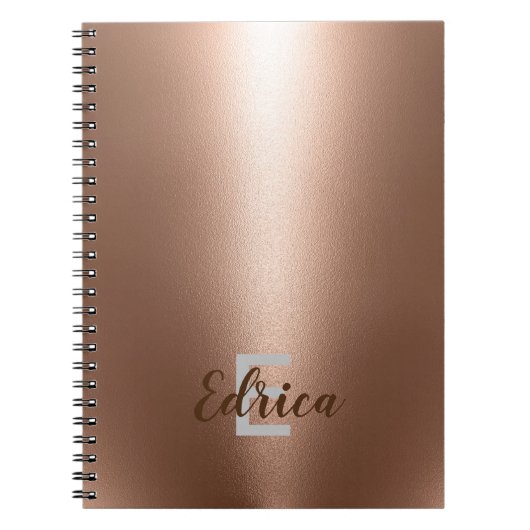 Trendy Rose Gold Monogram Notebook Notizblock (Vorderseite)