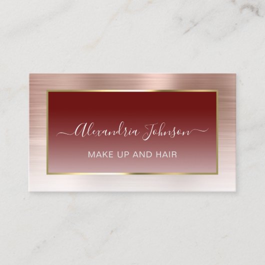 Trendy Rose Gold Ombre Makeup Artist Hair Business Telefonnummerkarte (Vorderseite)