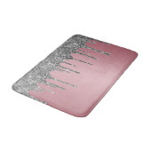 Trendy Rose Gold Pink Silver Glitzer Tropfen Spark Badematte (Schrägansicht)