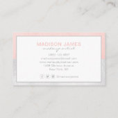 Trendy Rose Gold Silver Modern Chic Makeup Artist Visitenkarte (Rückseite)