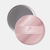 Trendy Rose Gold Template Mit Monogramm modern Magnet (Vorderseite/Rückseite)