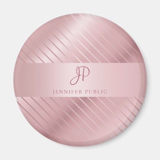 Trendy Rose Gold Template Mit Monogramm modern Magnet (Vorne)