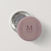 Trendy Rose Gold Template Monogram Elegant Button (Vorne & Hinten)
