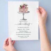 Trendy Rose Gold und Silver Floral Cake Cutting Flyer (Hand)