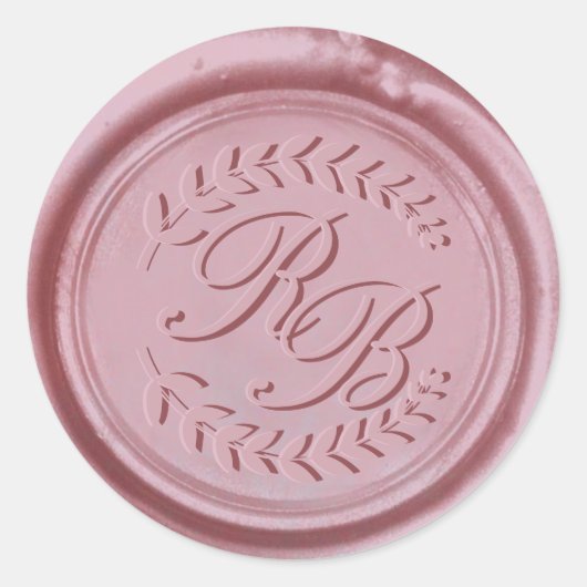 Trendy Rose Gold Wax Siegel Monogram Wedding Runder Aufkleber (Vorderseite)