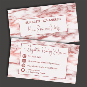 Trendy Rose Gold Weißer Marmor Makeup Artist Salon Visitenkarte