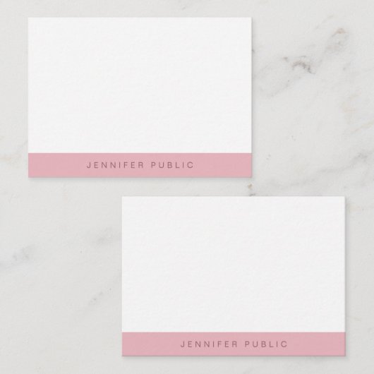 Trendy Rose Gold Weißes einfaches Template Elegant Mitteilungskarte (Vorne/Hinten)