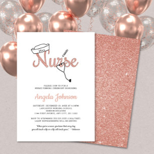 Trendy Rose Goldene Nurse-Gewinnerei / pink Einladung