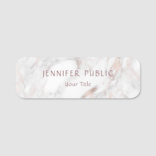 Trendy Rose Marmor Elegantes modernes Template Namensschild