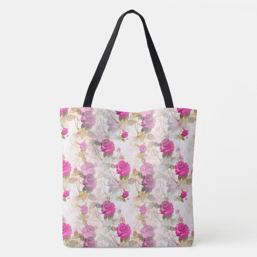 Trendy Rose Mit Monogramm Tote Bag Tasche (Rückseite)