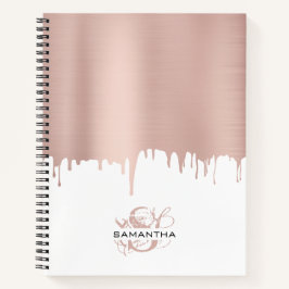 Trendy Rose Pink Gold Metallic Tropfen Monogram Notizblock