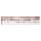 Trendy Rose Pink Gold Metallic Tropfen Namensplakette (Vorderseite)