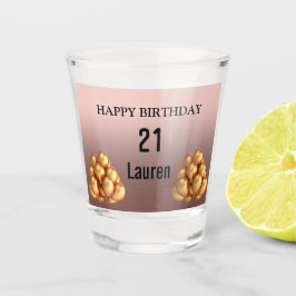 Trendy Rose Rosa Goldballons 21. Geburtstag Schnapsglas