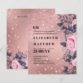 Trendy ROSEGOLD Wedding Metallic Pink Navy Glitzer (Vorne/Hinten)
