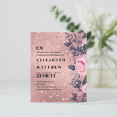 Trendy ROSEGOLD Wedding Metallic Pink Navy Glitzer (Stehend Vorderseite)