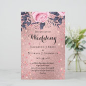 Trendy ROSEGOLD Wedding Metallic Pink Navy Glitzer (Stehend Vorderseite)