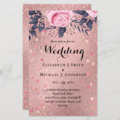 Trendy ROSEGOLD Wedding Metallic Pink Navy Glitzer (Vorne/Hinten)