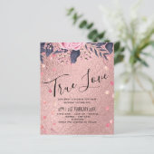 Trendy ROSEGOLD Wedding Metallic Pink Navy Glitzer (Stehend Vorderseite)