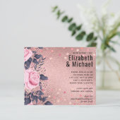 Trendy ROSEGOLD Wedding Metallic Pink Navy Glitzer (Stehend Vorderseite)