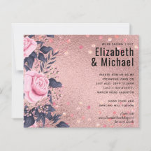 Trendy ROSEGOLD Wedding Metallic Pink Navy Glitzer