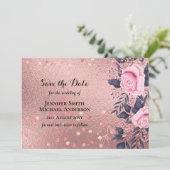 Trendy ROSEGOLD Wedding Metallic Pink Navy Glitzer (Stehend Vorderseite)