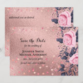 Trendy ROSEGOLD Wedding Metallic Pink Navy Glitzer (Vorne/Hinten)