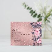 Trendy ROSEGOLD Wedding Metallic Pink Navy Glitzer Postkarte (Stehend Vorderseite)