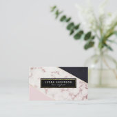 Trendy Rosen-Gold-, Marmor- und Schwarzeabstrakte Visitenkarte (Stehend Vorderseite)