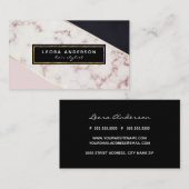 Trendy Rosen-Gold-, Marmor- und Schwarzeabstrakte Visitenkarte (Vorne/Hinten)