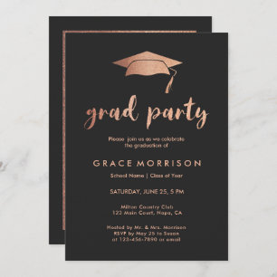 Trendy Rosen-GoldAbschluss-Party-Foto-Einladung Einladung