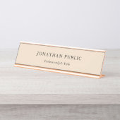 Trendy Rosen-Goldchampagne-Farbeinfacher Entwurf Schreibtischnamensplakette (Vorderseite )