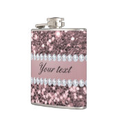 Trendy Rosen-GoldImitat-Glitzer und Diamanten Flachmann (Links)