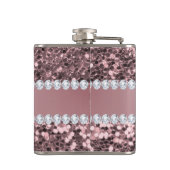 Trendy Rosen-GoldImitat-Glitzer und Diamanten Flachmann (Rückseite)