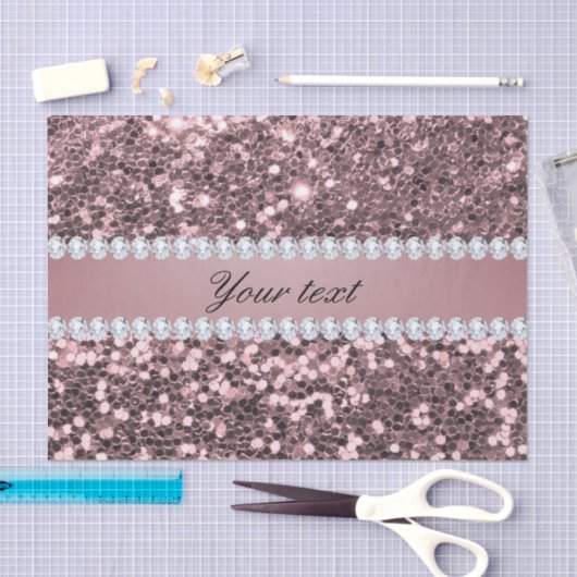 Trendy Rosen-GoldImitat-Glitzer und Diamanten Seidenpapier (Handwerk)