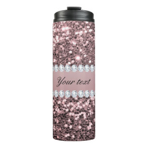 Trendy Rosen-GoldImitat-Glitzer und Diamanten Thermosbecher