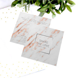 Trendy Rosen-Goldsilber-Marmor-Empfehlungs-Kunde Quadratische Visitenkarte
